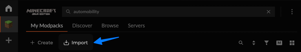 Bouton Import CurseForge