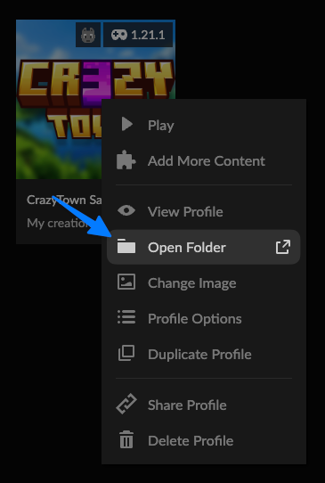 Bouton Open Folder CurseForge